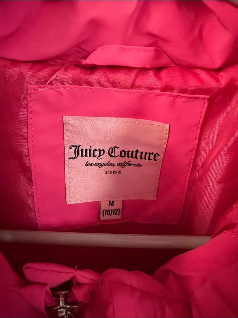 Juicy Couture Girls M 10/12 Hot Pink Quilted Puffer Jacket Y2K